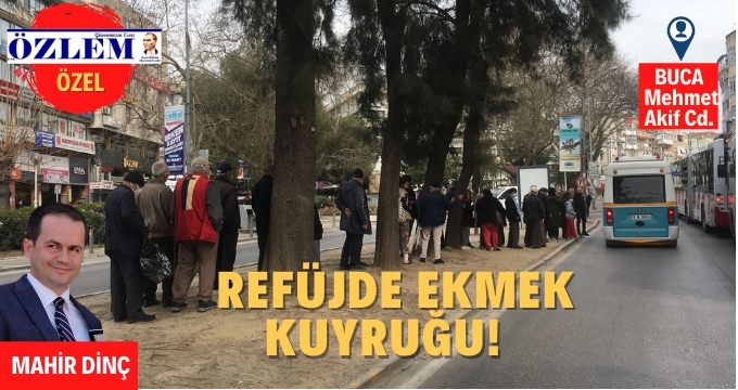 İzmir Buca'da Askıda Ekmek Kuyruğu Refüjde 'Saklanıyor'